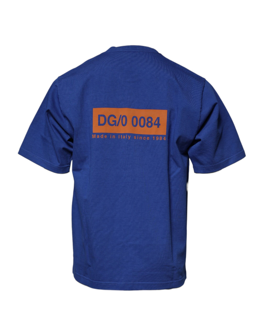 T-shirt en coton à col rond Dolce & Gabbana avec motif graphique bleu, style décontracté et moderne.