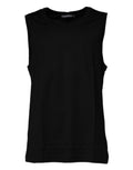 T-shirt sans manches en coton noir Dolce & Gabbana avec col rond, vue de face.