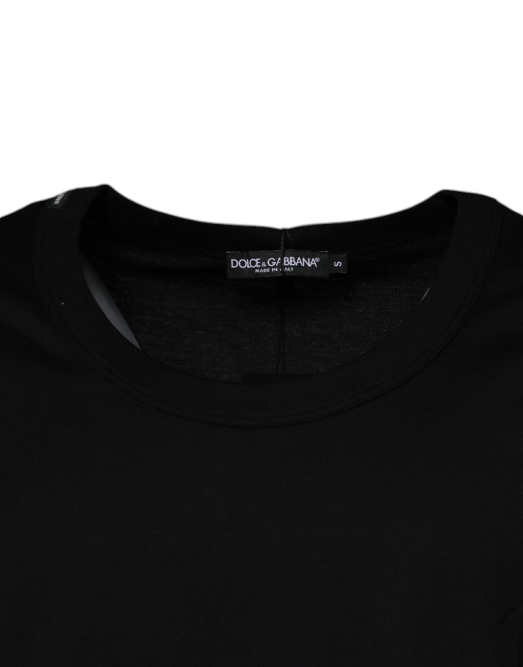 T-shirt sans manches en coton noir de Dolce & Gabbana avec col rond, vue de face.