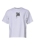 T-shirt blanc en coton Dolce & Gabbana avec logo DG, col rond, vue de face.