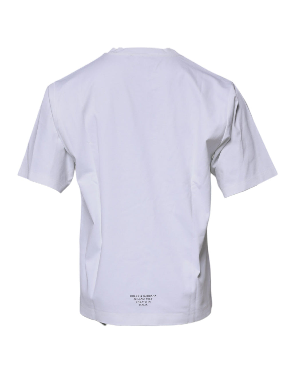 T-shirt blanc Dolce & Gabbana en coton avec logo DG, col ras du cou, vue de face.