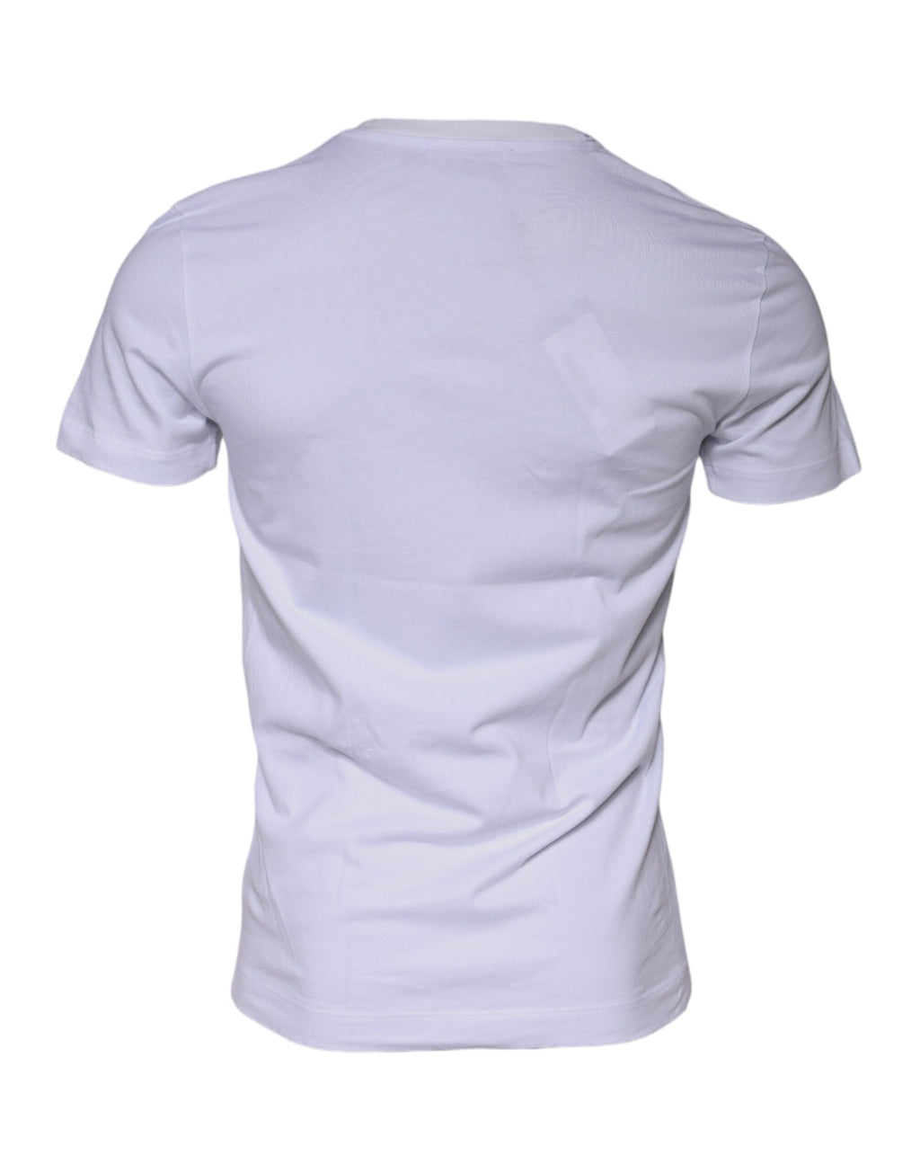 T-shirt blanc en coton Dolce & Gabbana avec logo DG, col rond classique, vue de face.