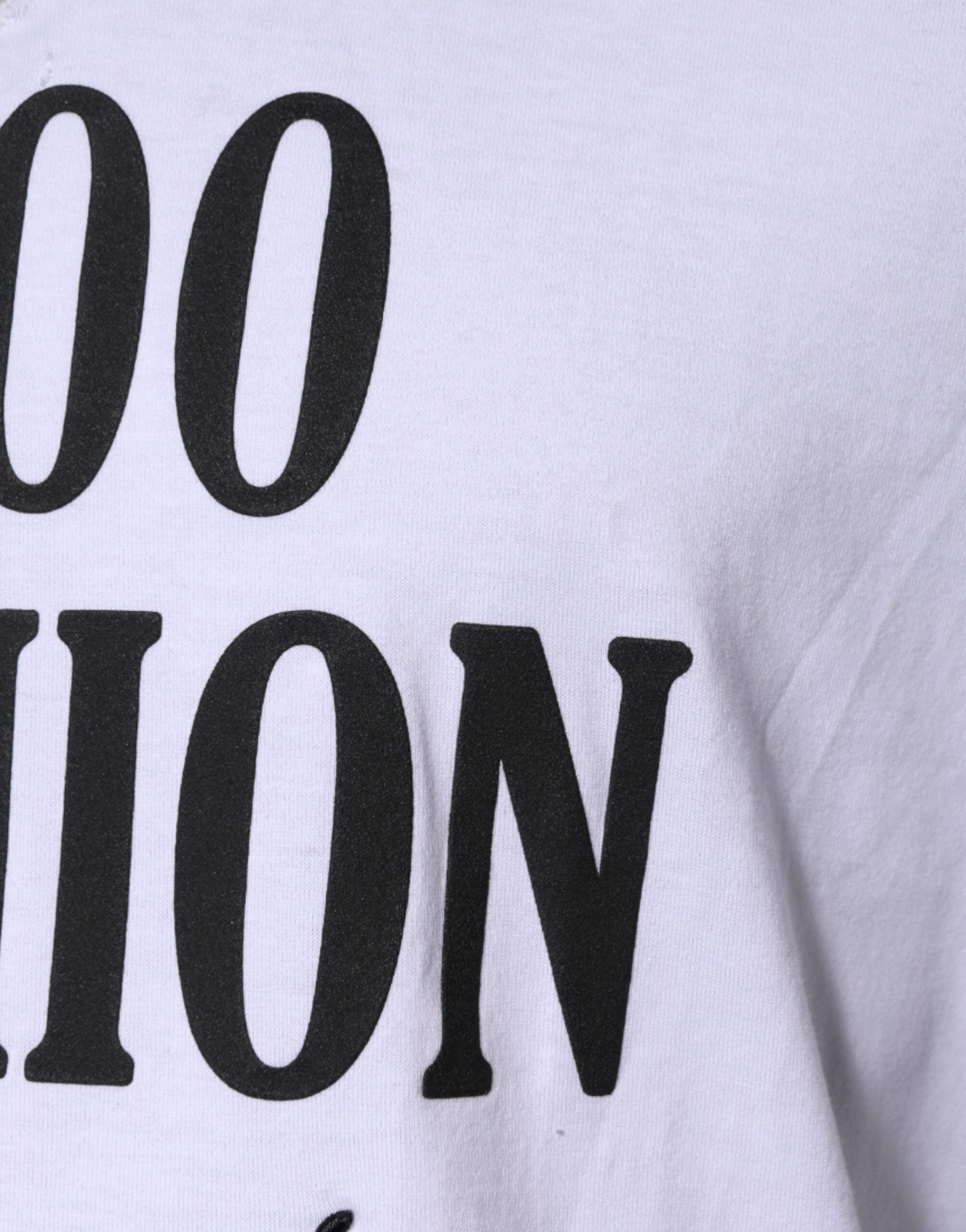 T-shirt blanc en coton Dolce & Gabbana avec imprimé graphique, col rond, vue de face.