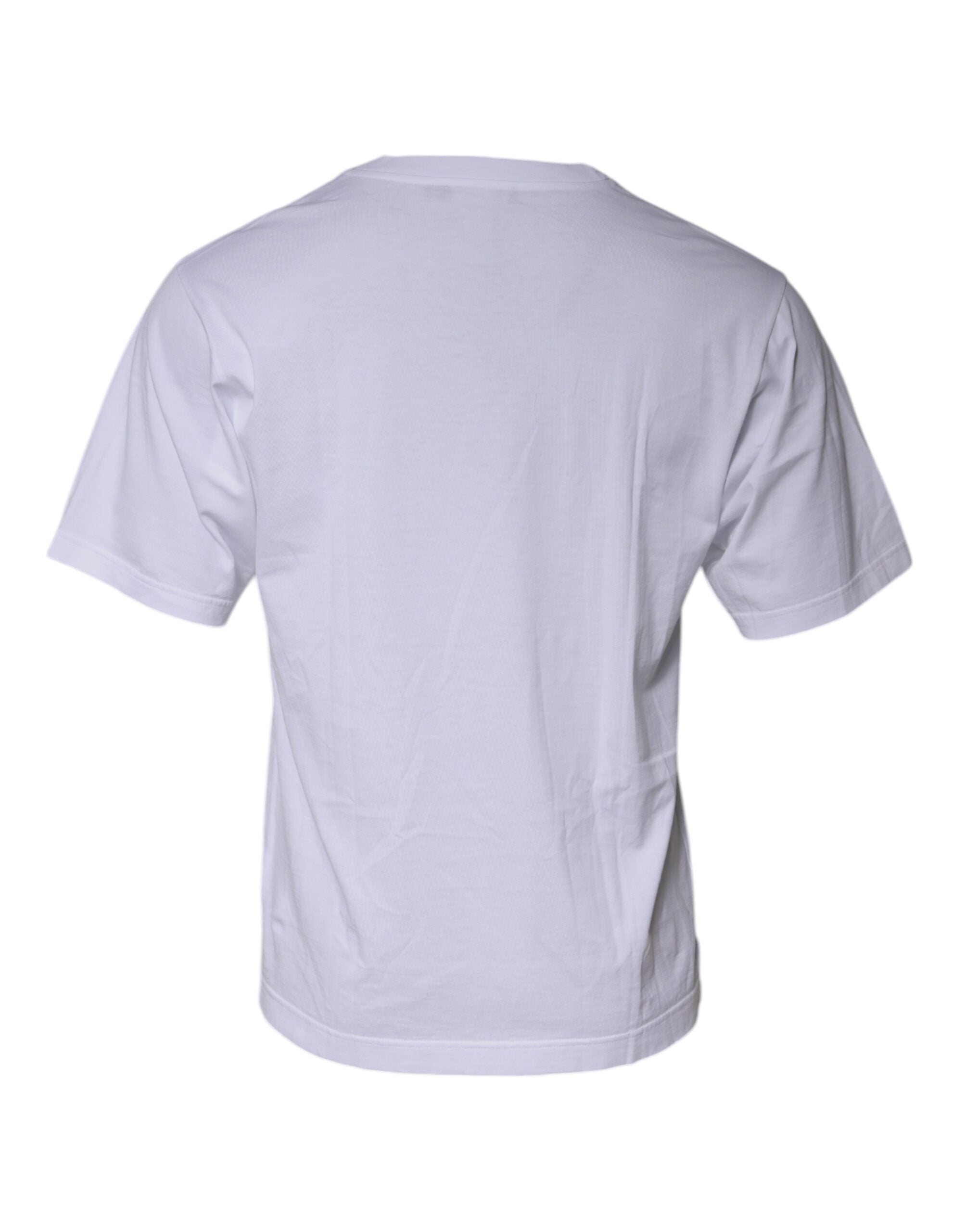T-shirt blanc en coton avec imprimé graphique de Dolce & Gabbana, col rond, style décontracté et moderne.