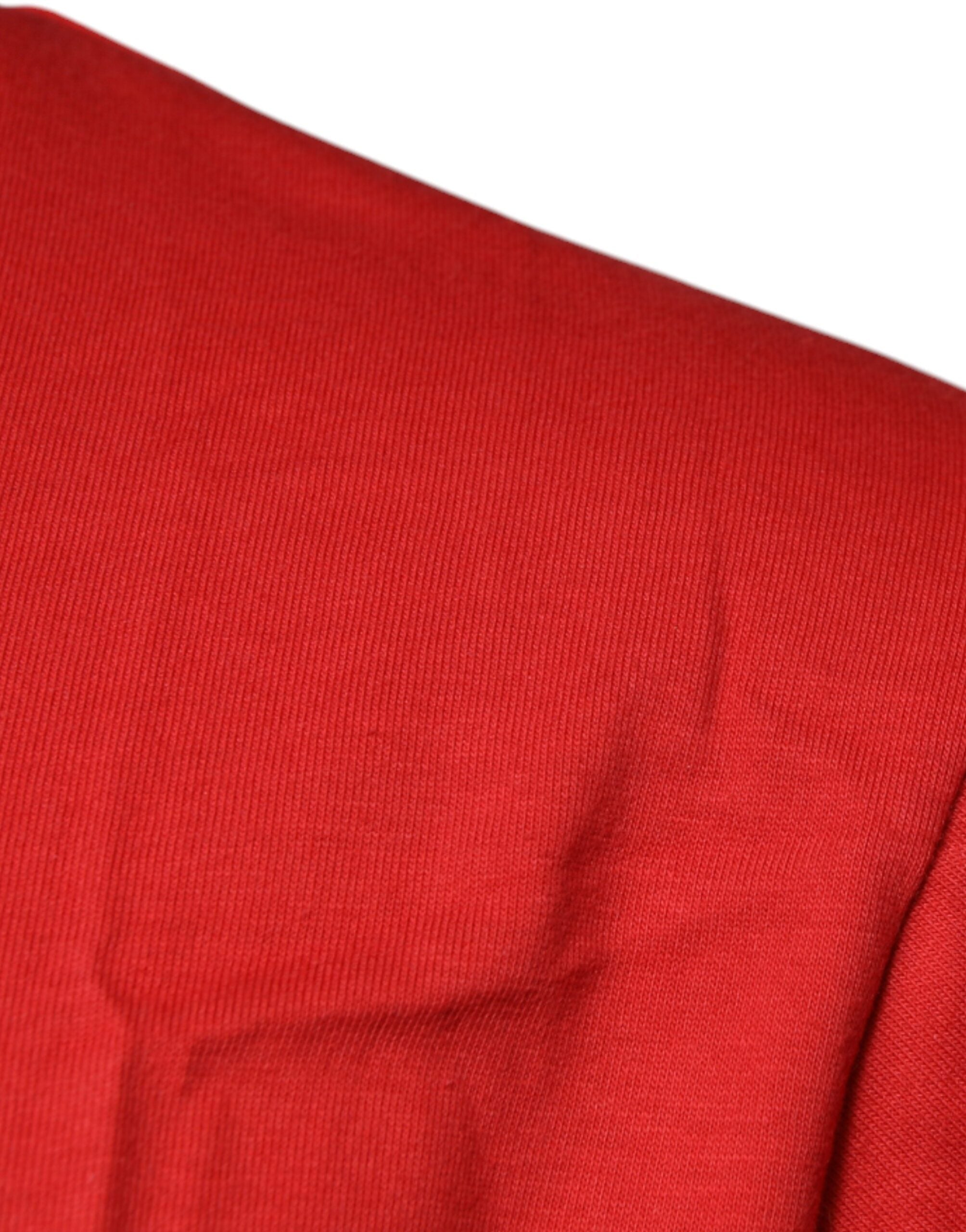 T-shirt en coton rouge Dolce & Gabbana avec logo DG, col rond, mode décontractée, vue de face.