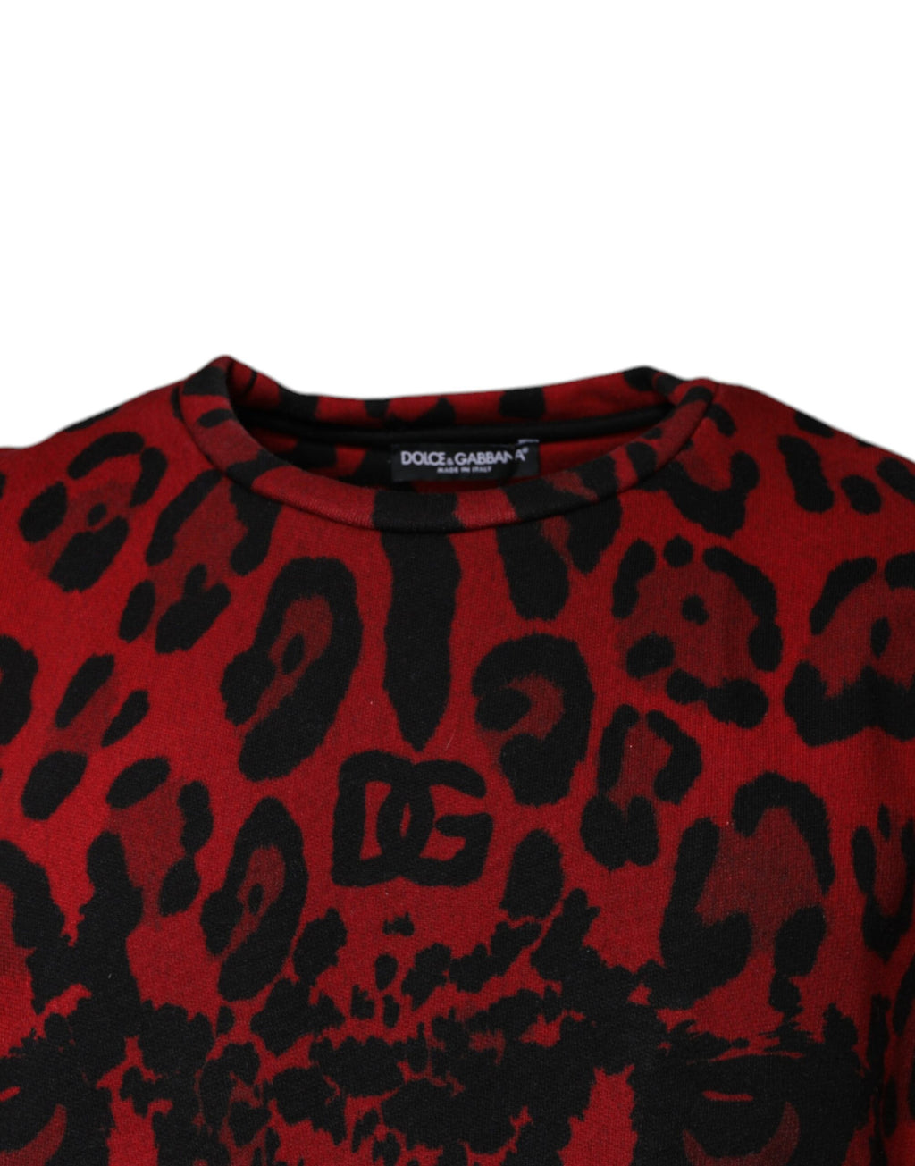 T-shirt sans manches en coton rouge à imprimé léopard Dolce & Gabbana, style élégant et tendance.