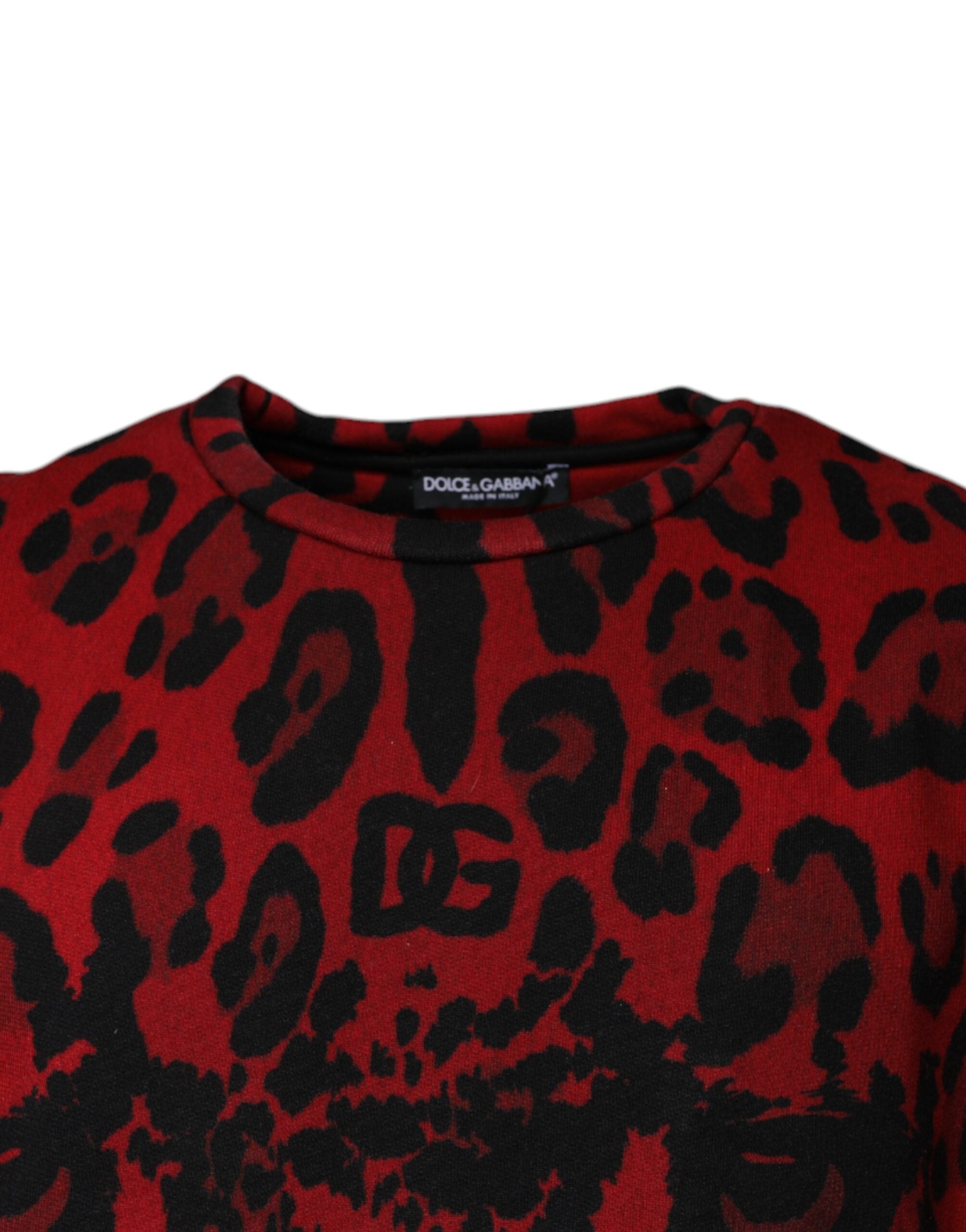 T-shirt sans manches en coton rouge à imprimé léopard Dolce & Gabbana, style élégant et tendance.
