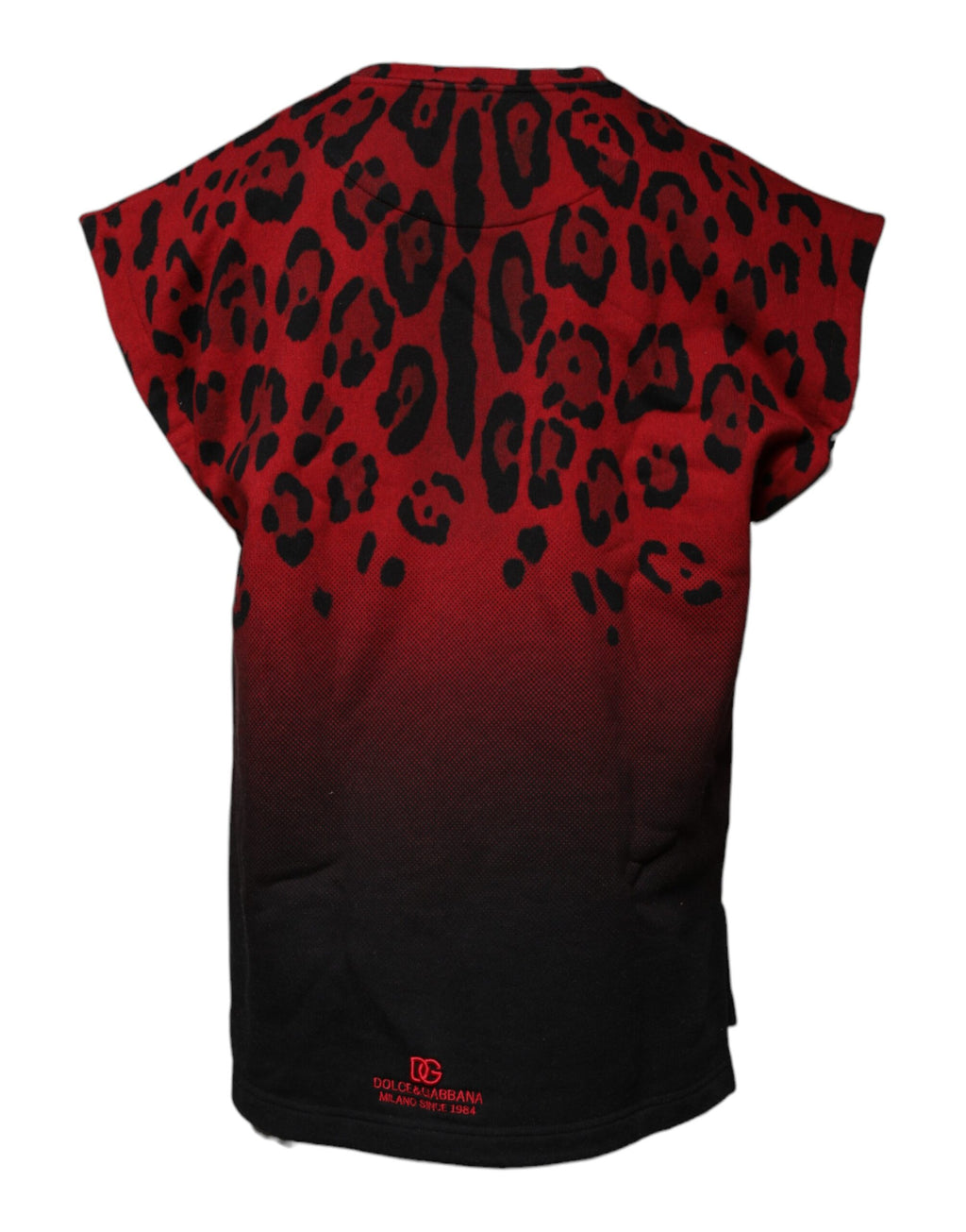 T-shirt sans manches en coton rouge à motif léopard Dolce & Gabbana, design élégant et tendance.