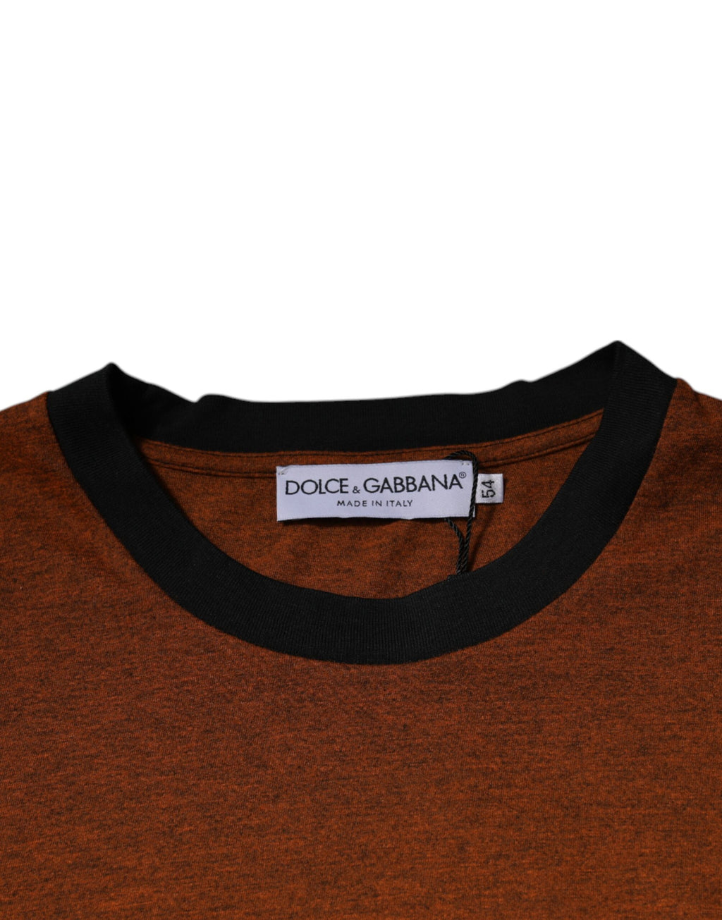 T-shirt en coton marron avec logo DG de Dolce & Gabbana, col rond, vue de face.