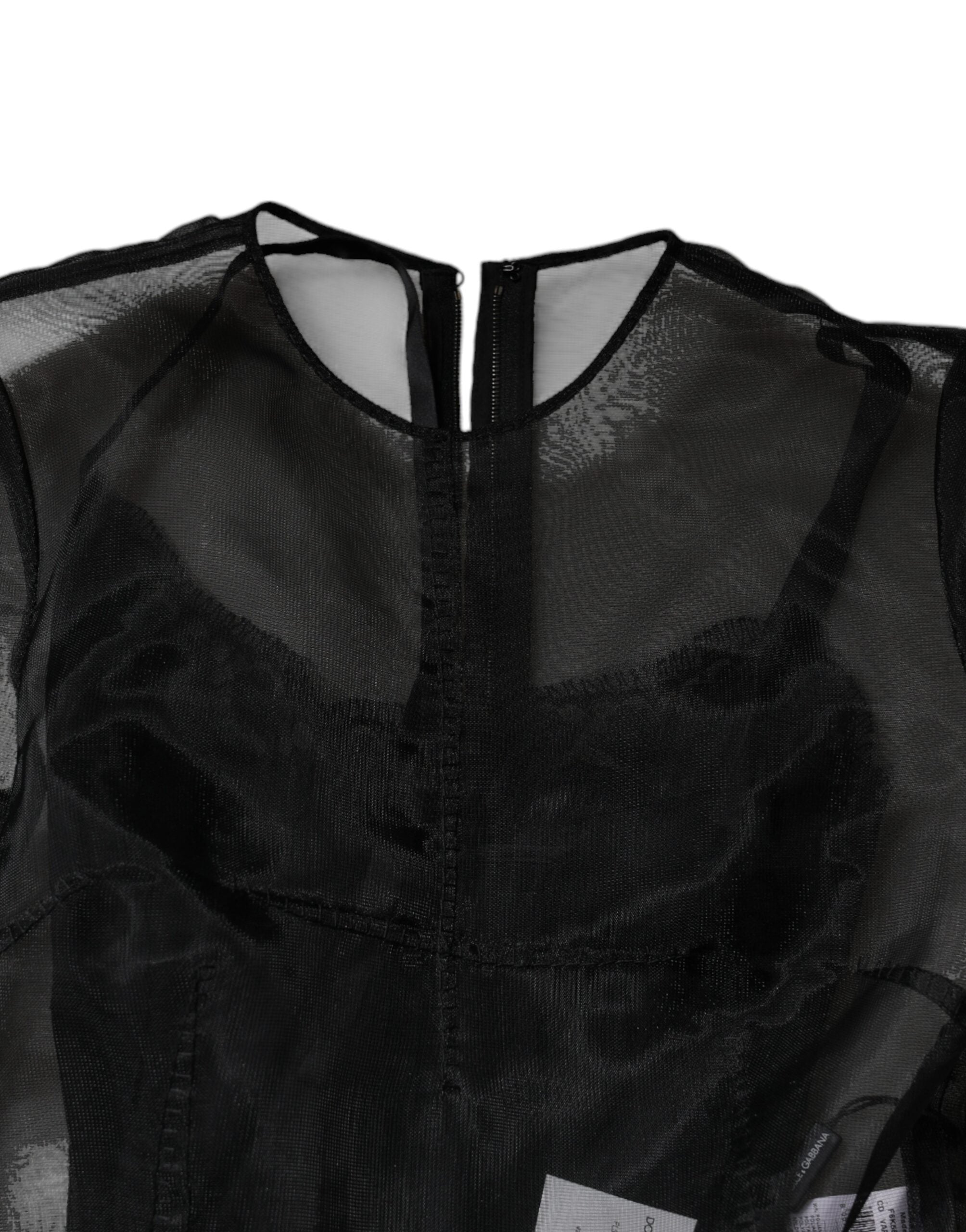Robe de cocktail midi en tulle noir de Dolce & Gabbana, coupe en ligne A, élégante et sophistiquée pour occasions formelles