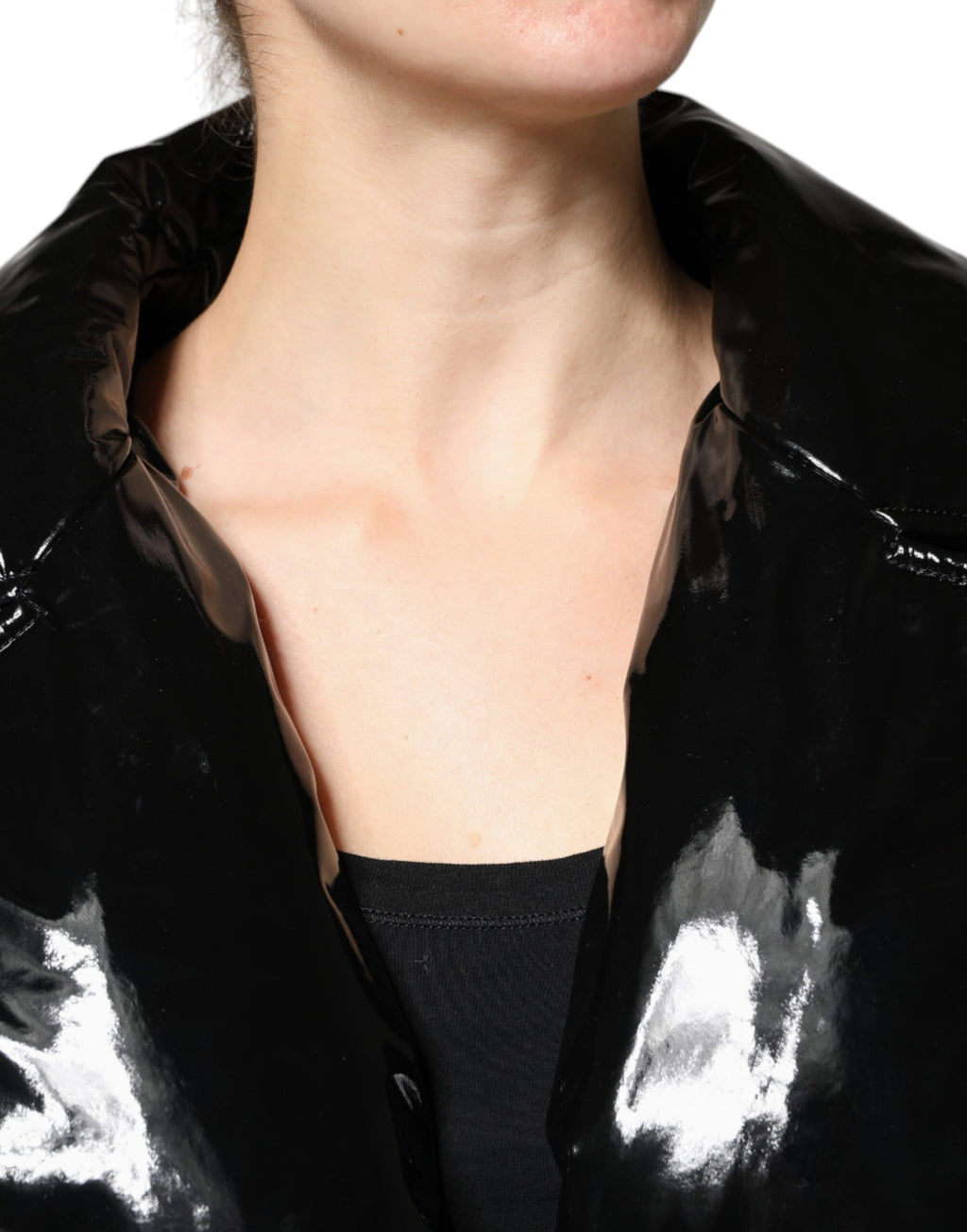 Veste blouson noire en polyester de Dolce & Gabbana avec boutons, style élégant et moderne.