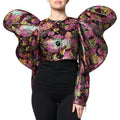 Veste courte Dolce & Gabbana en jacquard floral multicolore, motif sophistiqué et texture riche.