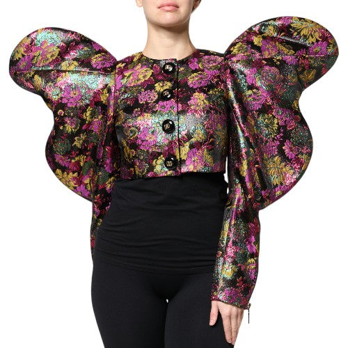 Veste courte en jacquard floral multicolore Dolce & Gabbana, style élégant et tissu richement tissé.