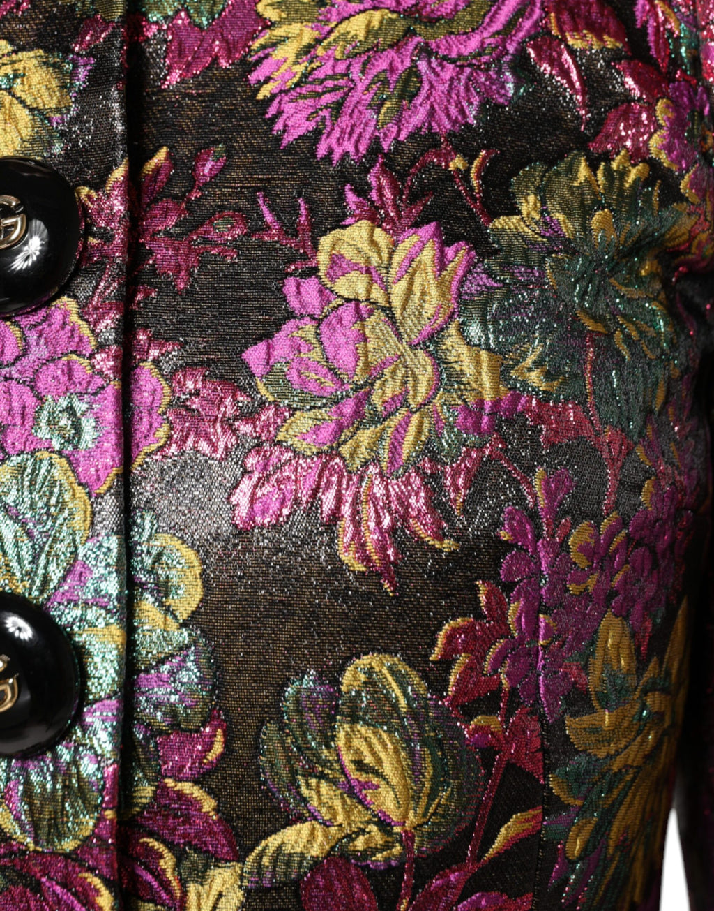 Veste courte Dolce & Gabbana en jacquard floral multicolore, style élégant avec motif fleuri.