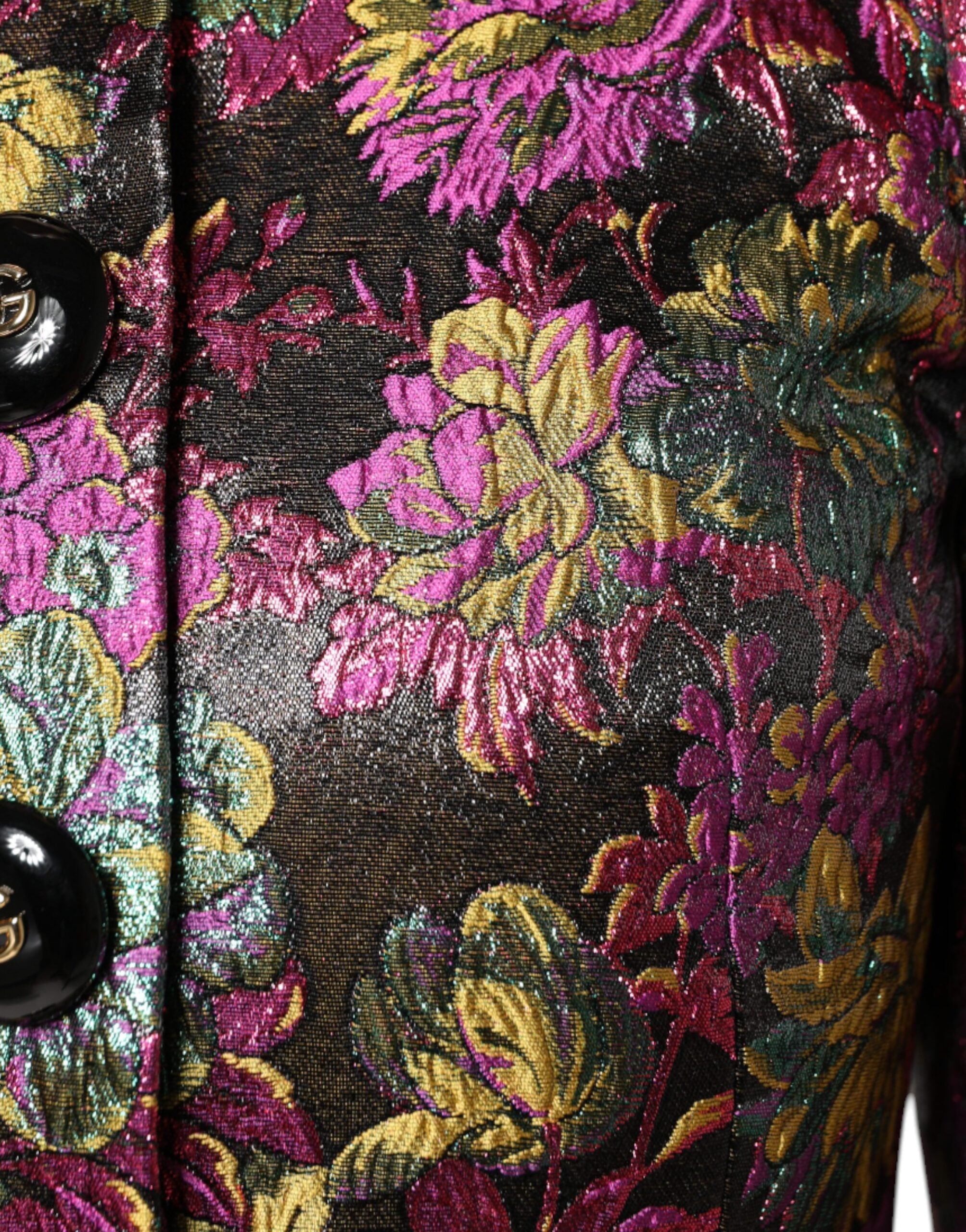 Veste courte Dolce & Gabbana en jacquard floral multicolore, style élégant avec motif fleuri.