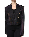 Veste courte en laine à rayures multicolores Dolce & Gabbana, blazer chic avec coupe ajustée et détails élégants.
