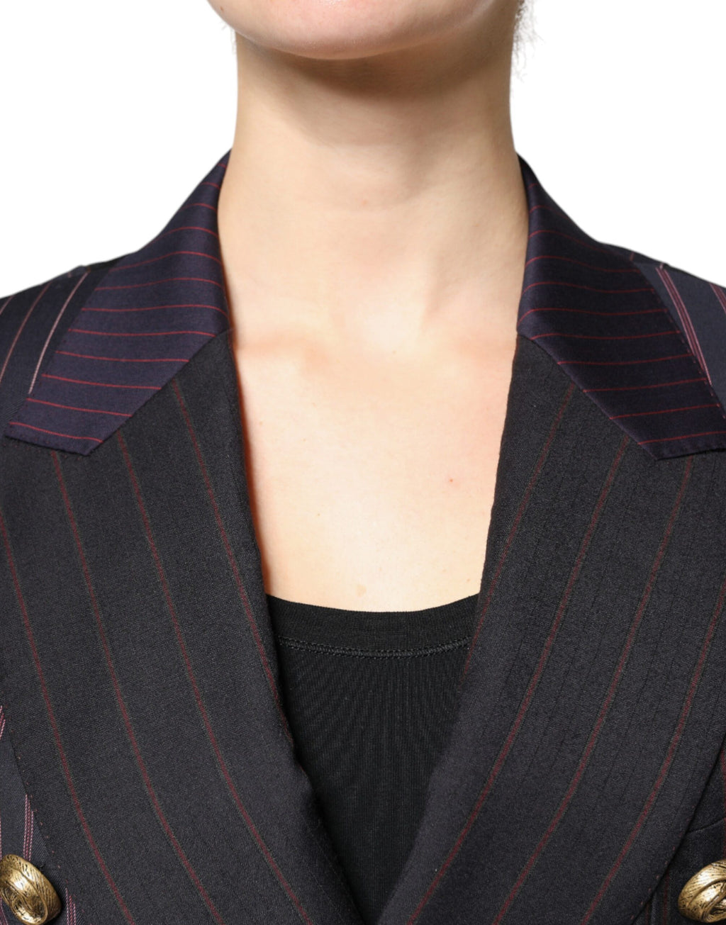 Blazer court en laine à rayures multicolores de Dolce & Gabbana, veste élégante avec coupe cropped.