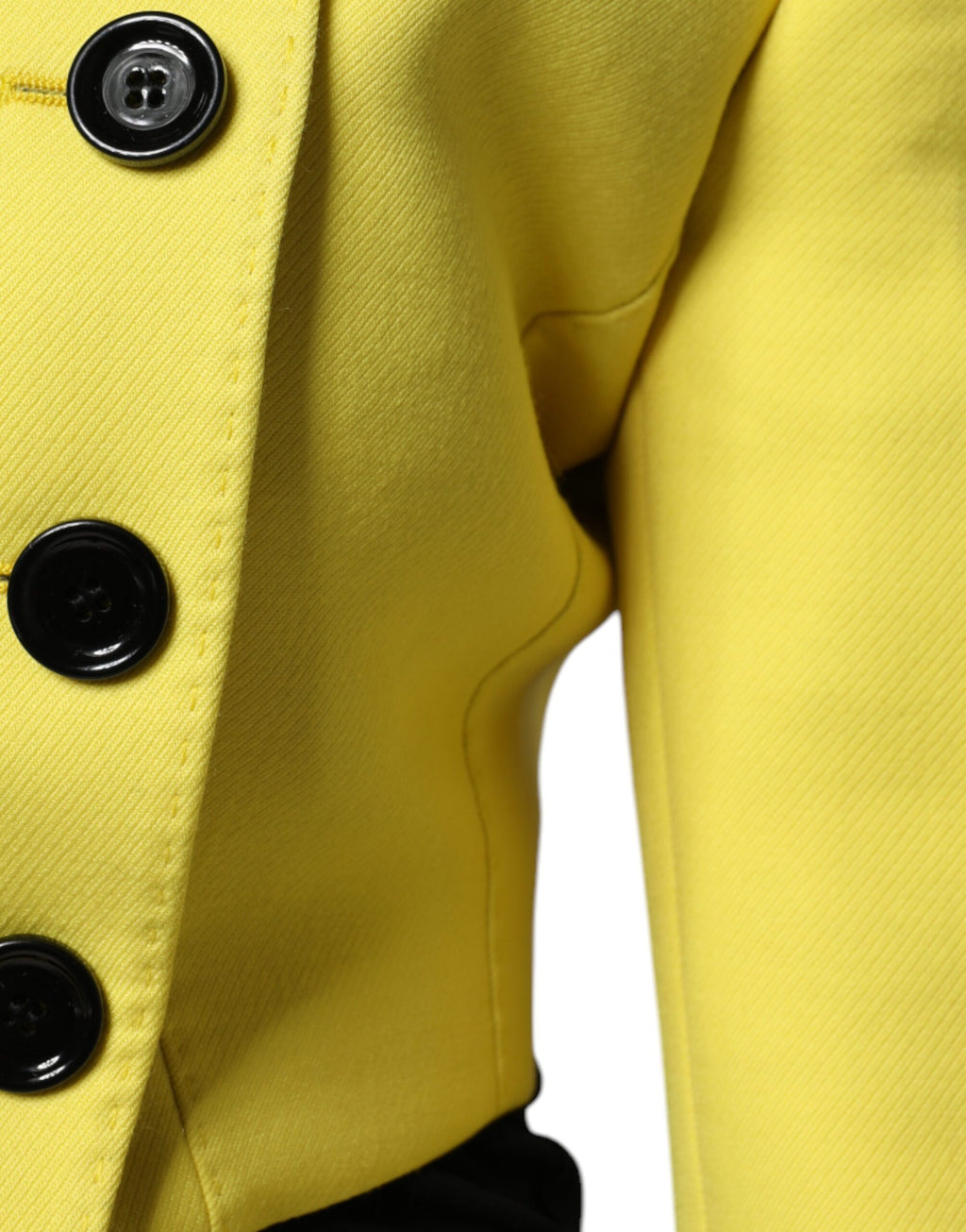 Veste courte en laine jaune citron Dolce & Gabbana à manches longues, style élégant et chic.