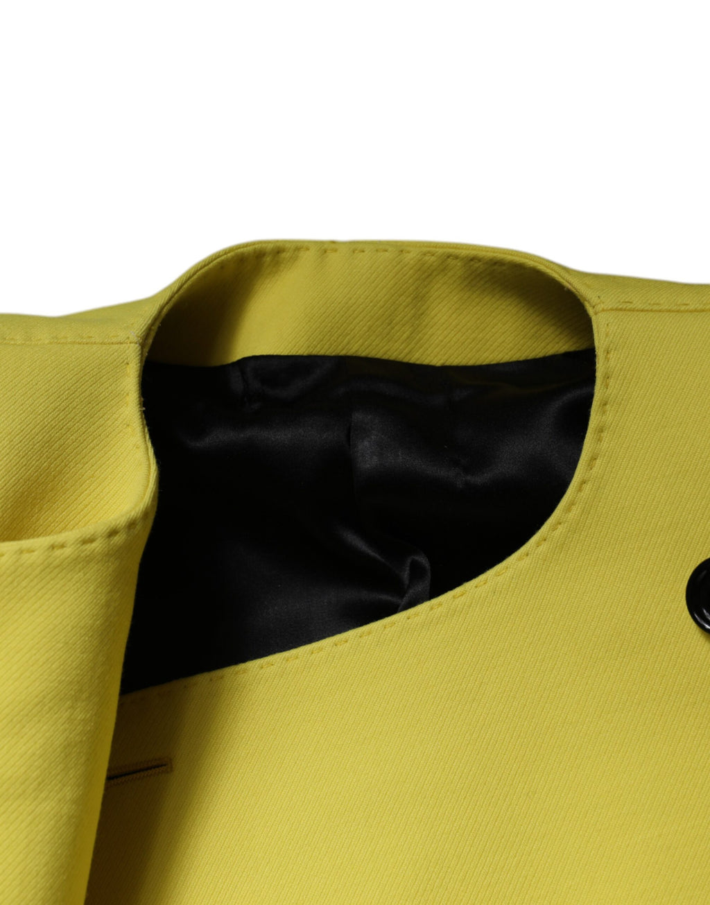Veste courte en laine jaune citron Dolce & Gabbana à manches longues et coupe crop, élégante et tendance.