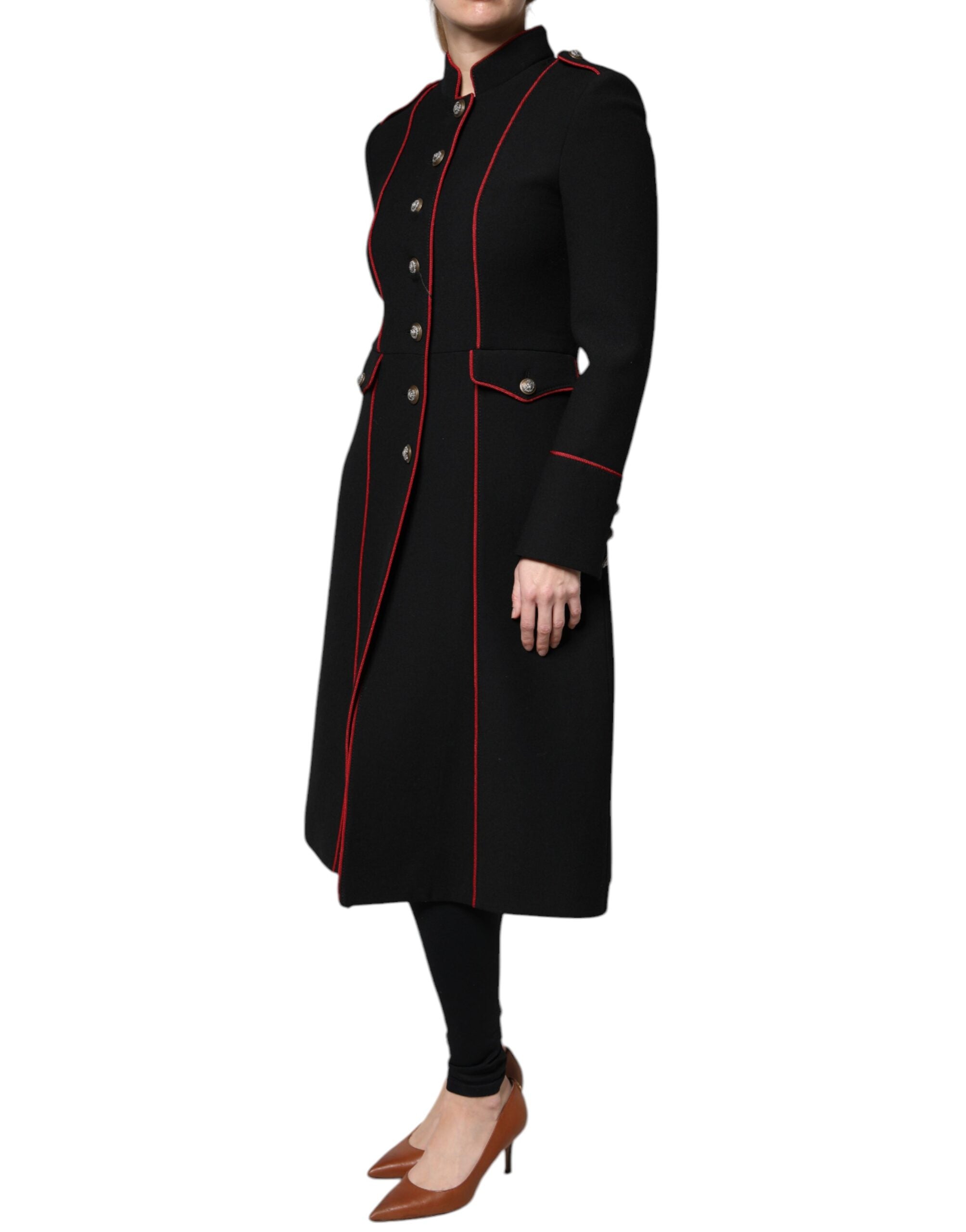Manteau trench noir à single-breasted de Dolce & Gabbana, veste élégante en tissu léger, style classique et sophistiqué.