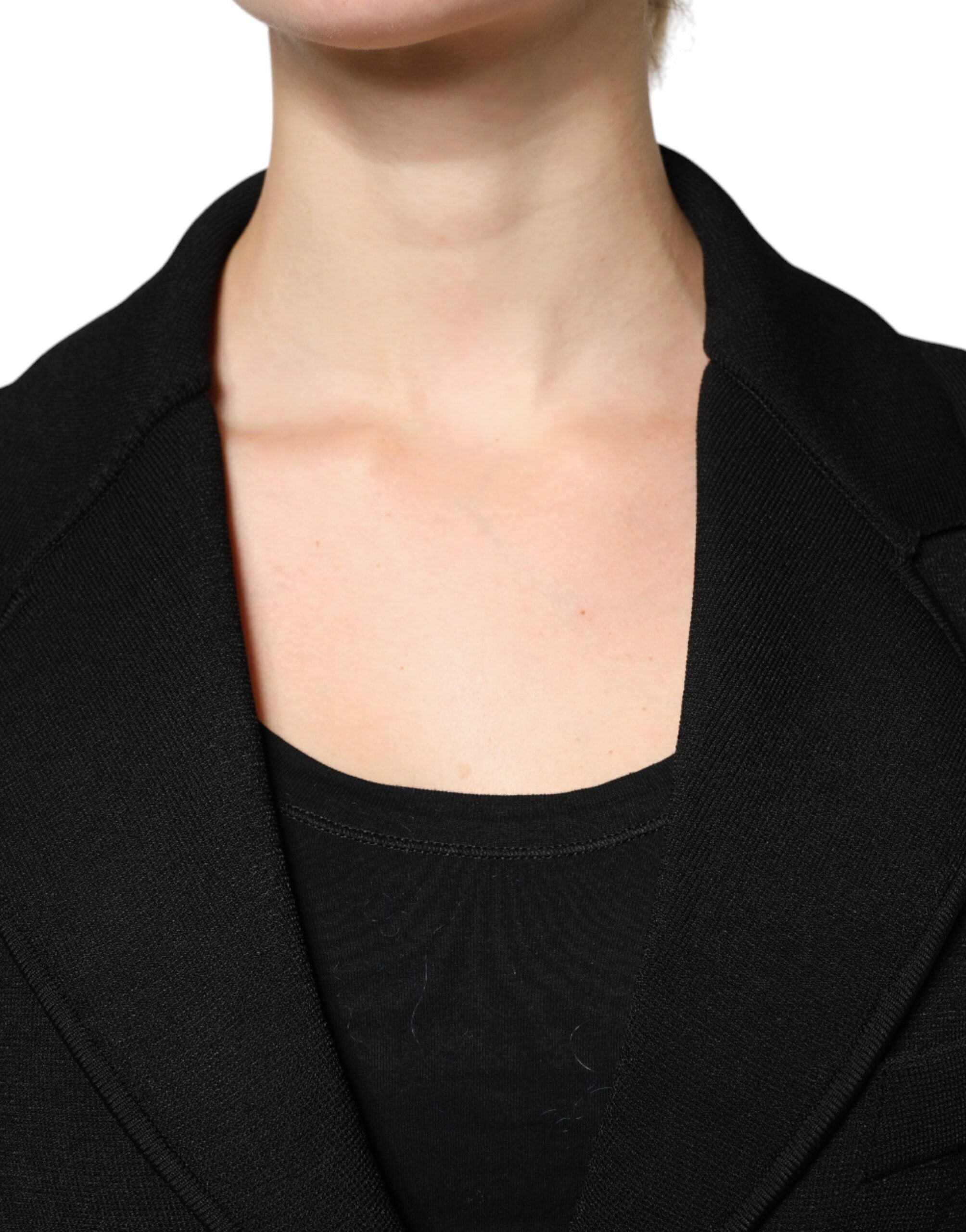 Veste blazer noire en viscose Dolce & Gabbana à une seule rangée de boutons, élégante et moderne.