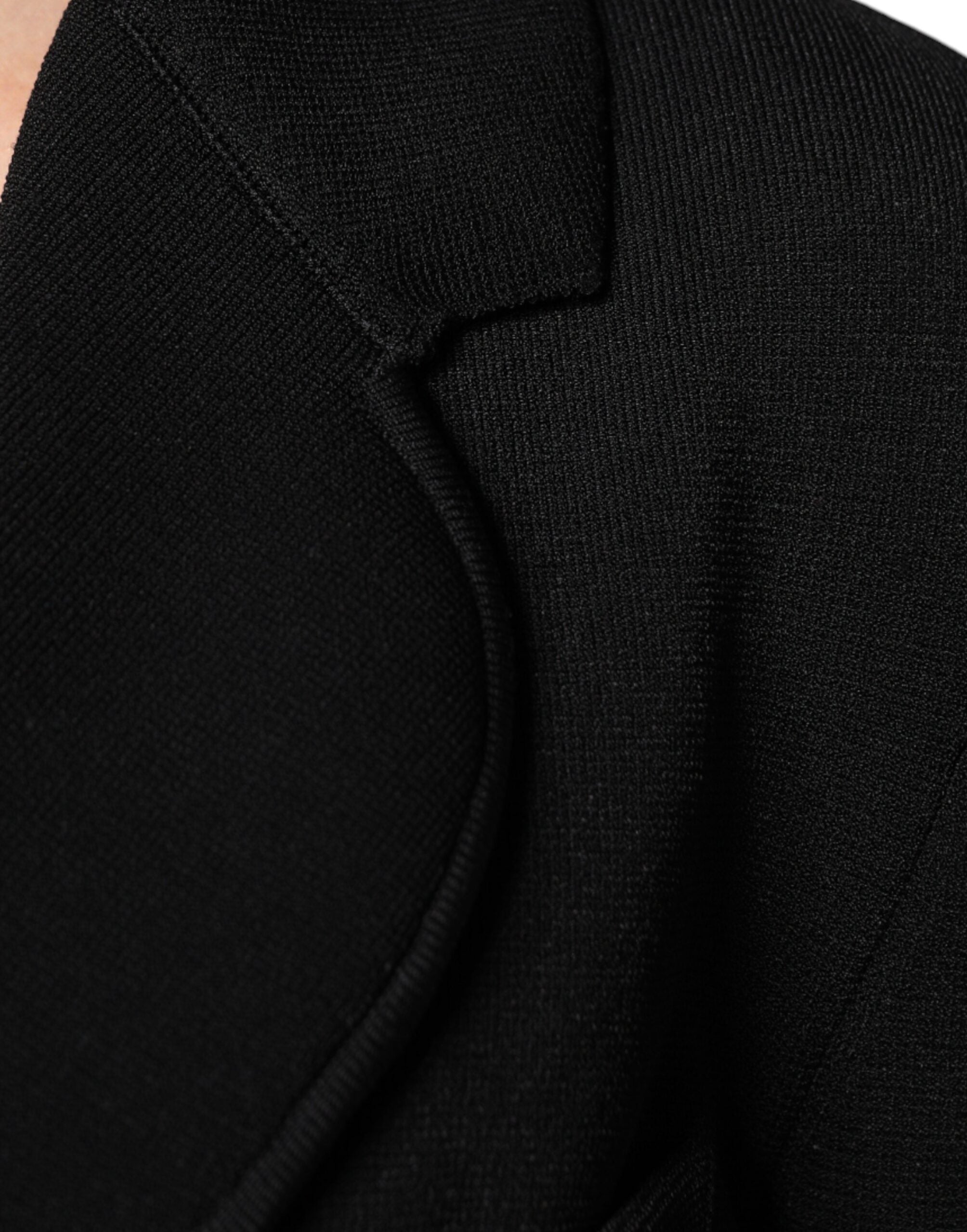 Veste blazer noire Dolce & Gabbana en viscose à simple boutonnage, style élégant et moderne.