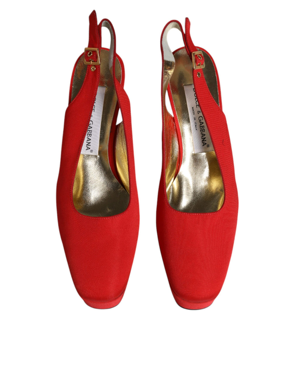 Chaussures Dolce & Gabbana sandales à talons rouges à plateforme avec bride arrière, élégantes et sophistiquées pour femmes.