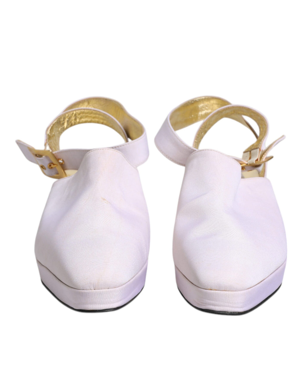 Sandales Dolce & Gabbana à talons blocs blancs, slingback, chaussures élégantes pour femme avec design sophistiqué.