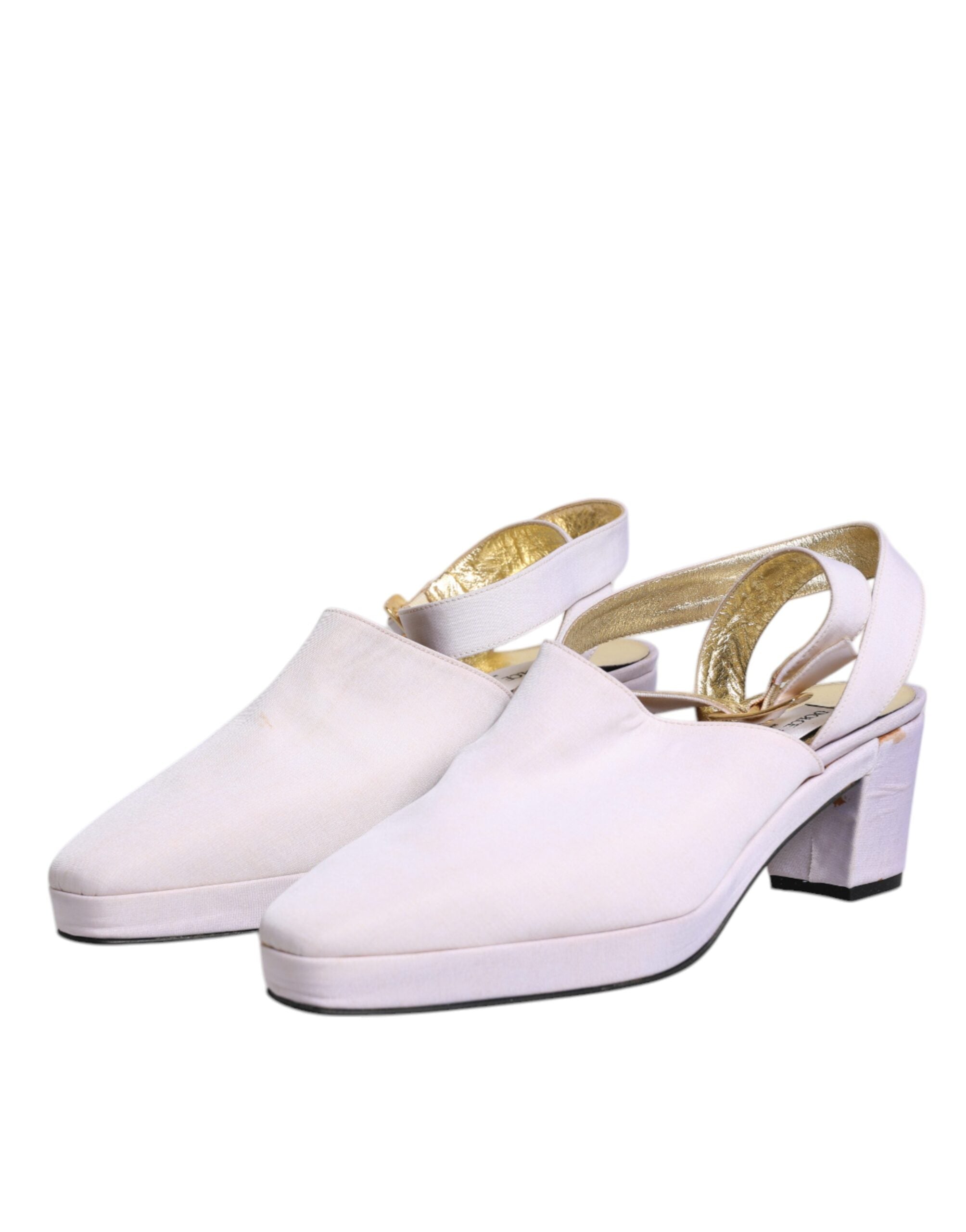 Sandales à talons blocs blanches Dolce & Gabbana, sandales à talons haut avec bride arrière, chaussures élégantes pour femmes