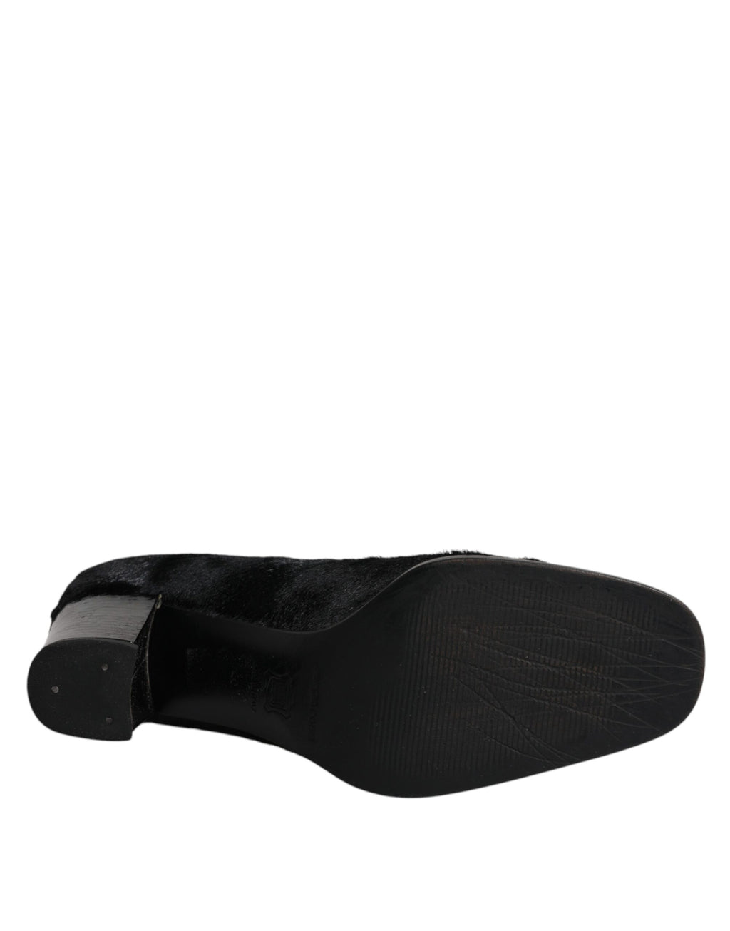 Chaussures à talons blocs en cuir noir de Dolce & Gabbana, élégantes et sophistiquées, vues de face.