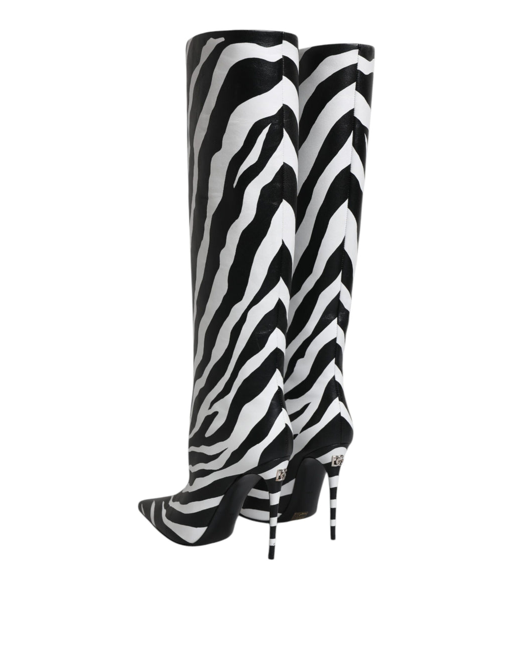 Chaussures à talons Dolce & Gabbana, bottines noires et blanches à motif zèbre, élégantes et tendance.
