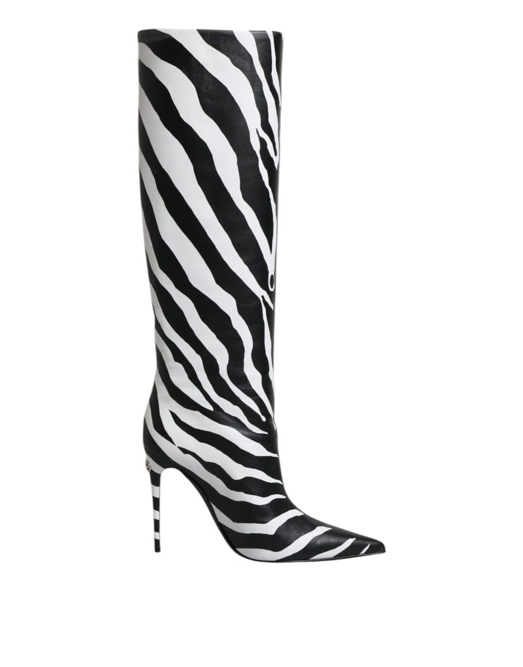 Chaussures à talons hauts Dolce & Gabbana, bottines noires et blanches à motif zèbre, élégantes et tendance.