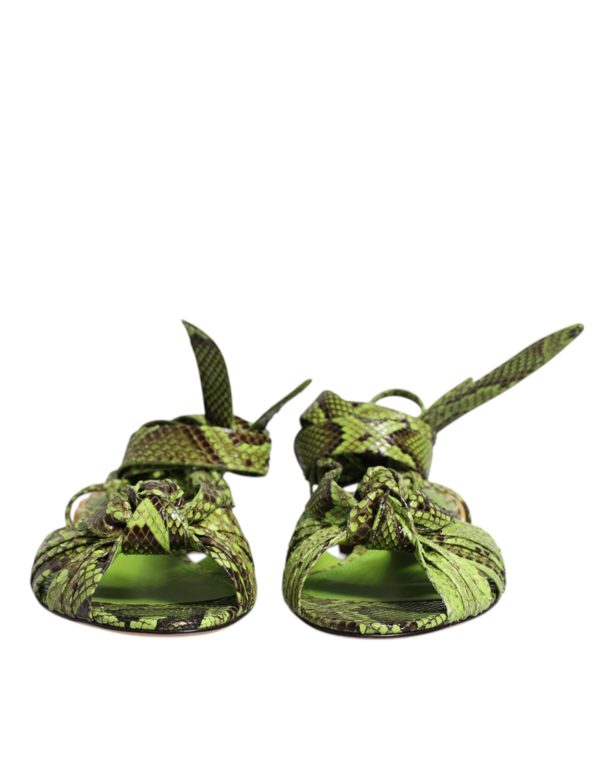 Sandales à talons Dolce & Gabbana à imprimé animal vert avec bride à la cheville, chaussures élégantes et tendance