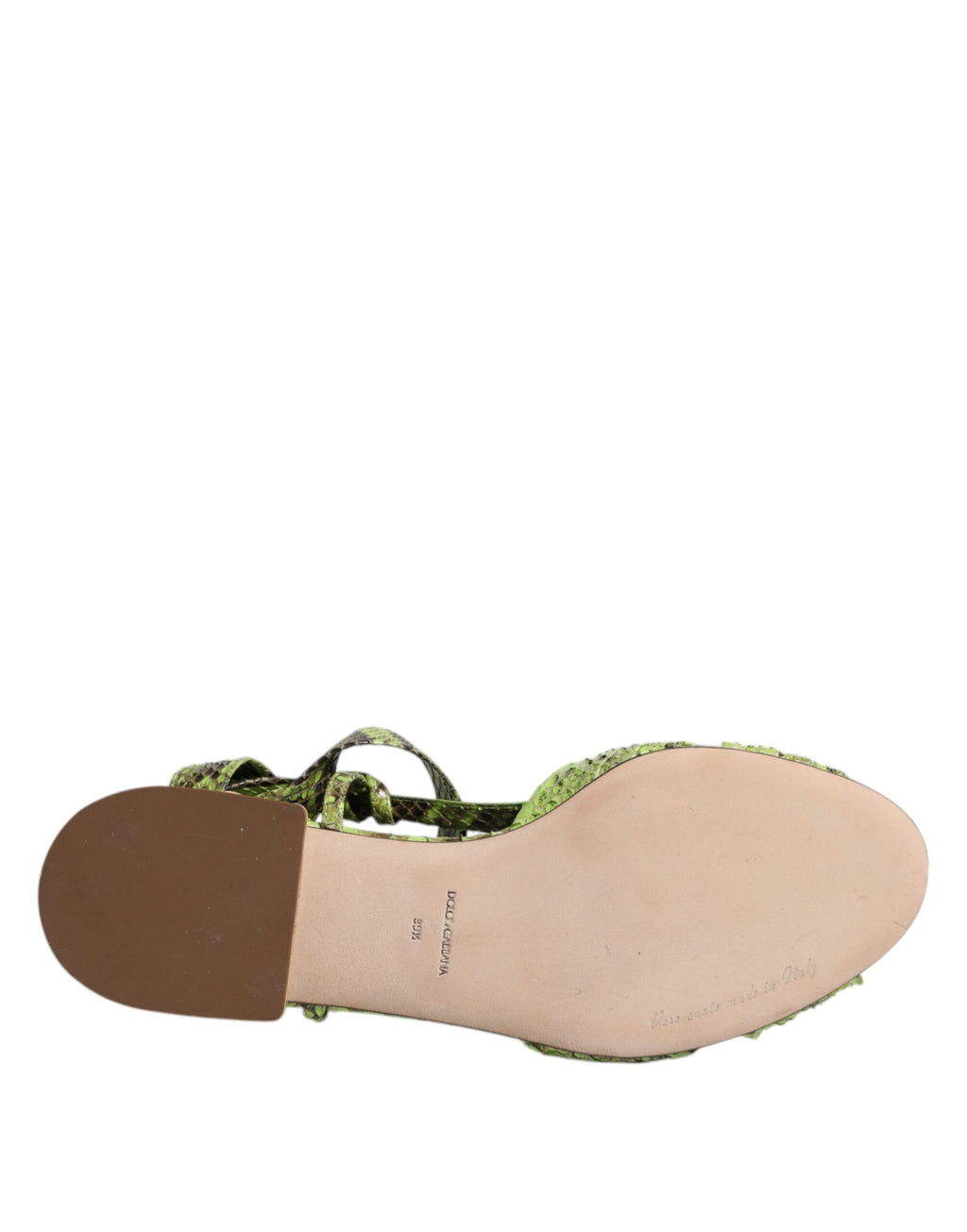 Sandales à talons Dolce & Gabbana à imprimé animal vert et bride à la cheville, chaussures élégantes et tendance.
