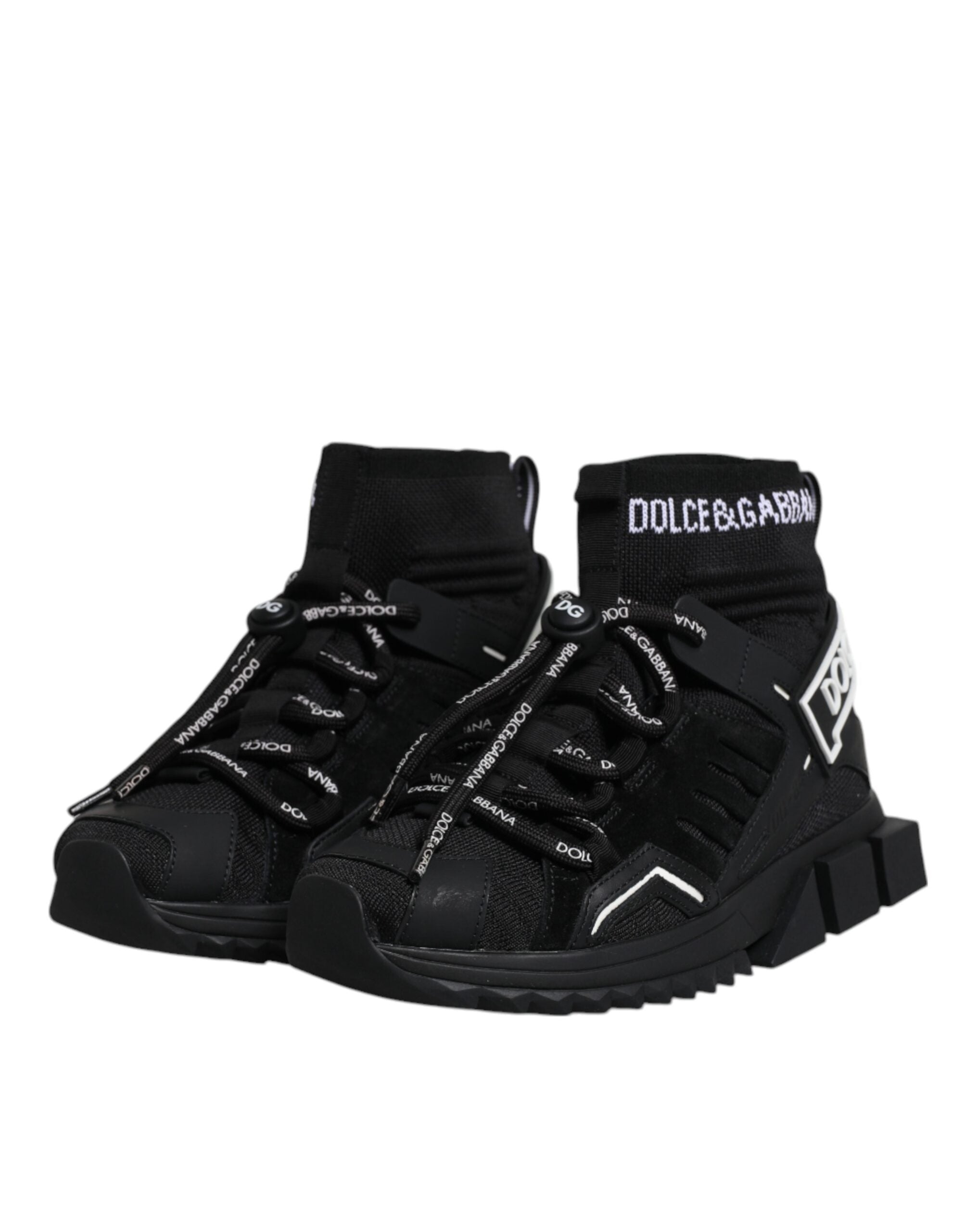 Chaussures sneakers Dolce & Gabbana Sorrento noires avec logo, chaussures élégantes et confortables pour homme.