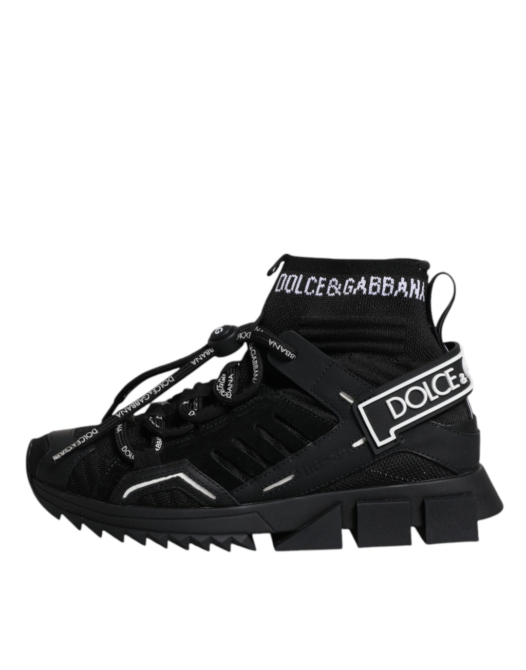 Chaussettes noires Dolce & Gabbana Sorrento avec logo, assorties à des baskets sneakers élégants et modernes.