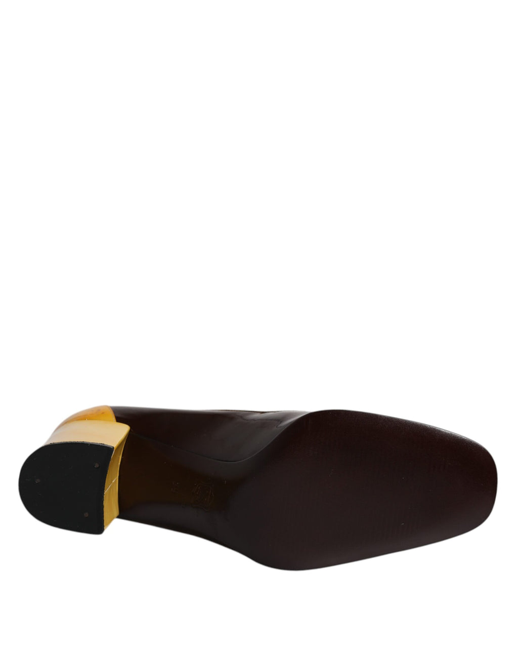 Escarpins Dolce & Gabbana en cuir jaune et brun avec talon bloc, chaussures élégantes pour femmes.