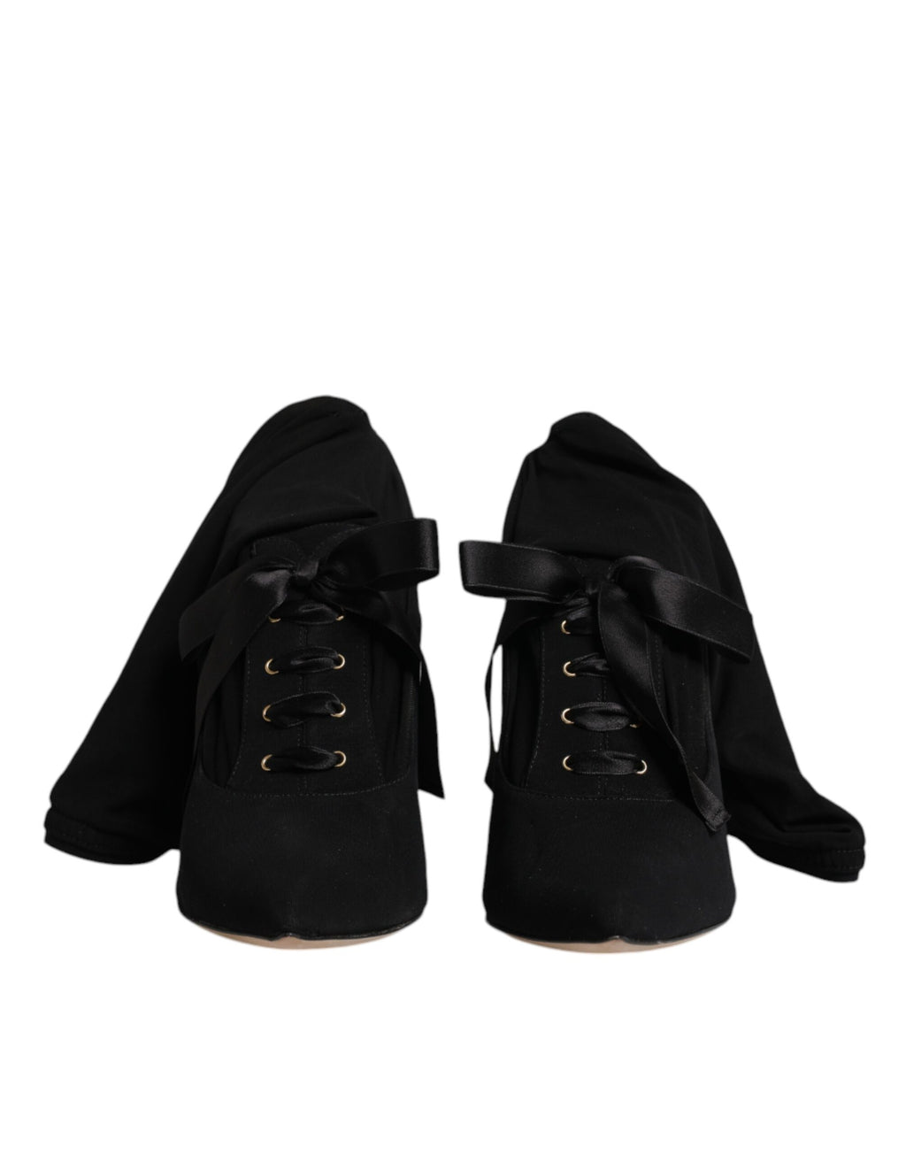 Chaussures Dolce & Gabbana talons aiguilles noires, bottines mi-mollet élégantes et sophistiquées.