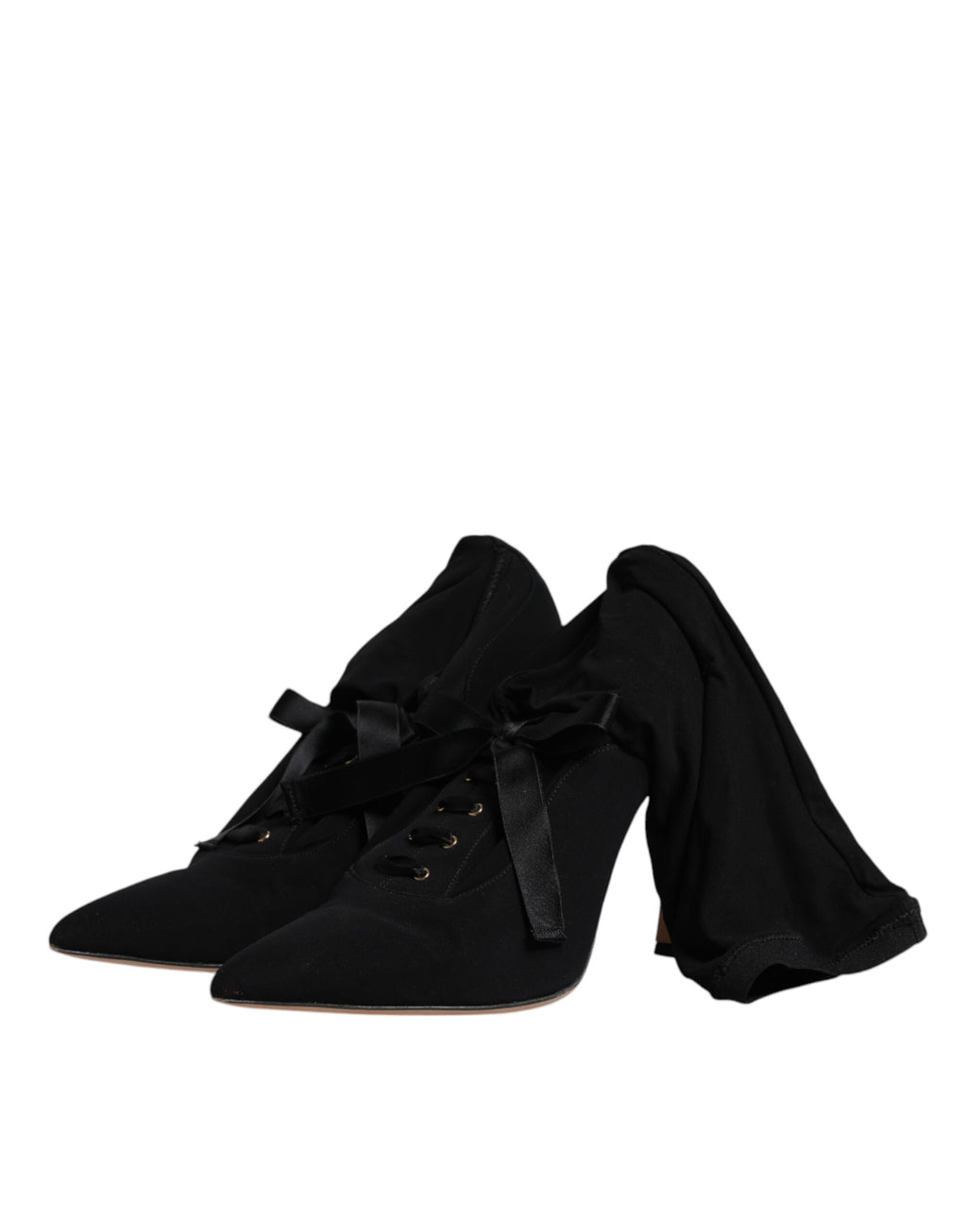 Chaussures Dolce & Gabbana à talons aiguilles noirs, bottines mi-mollet élégantes en cuir avec semelle fine.