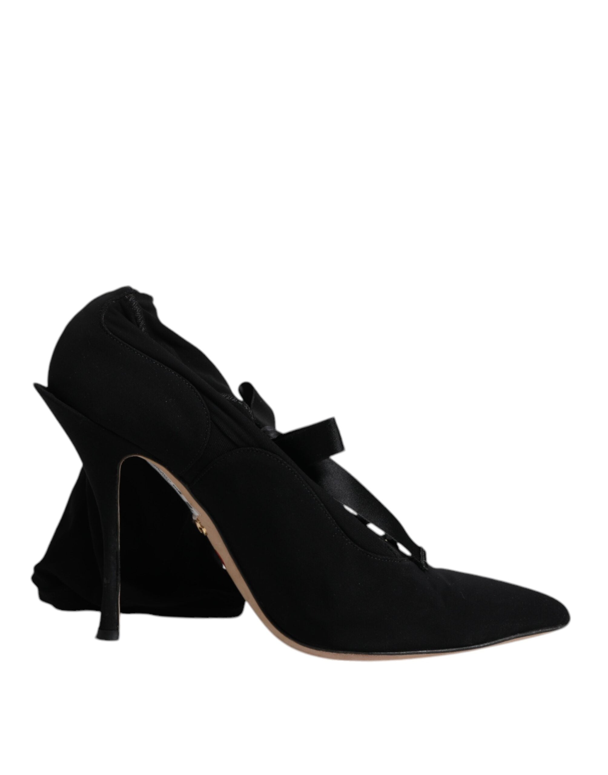 Bottes mi-mollet noires Dolce & Gabbana avec talons stilettos, en cuir élégant et sophistiqué.