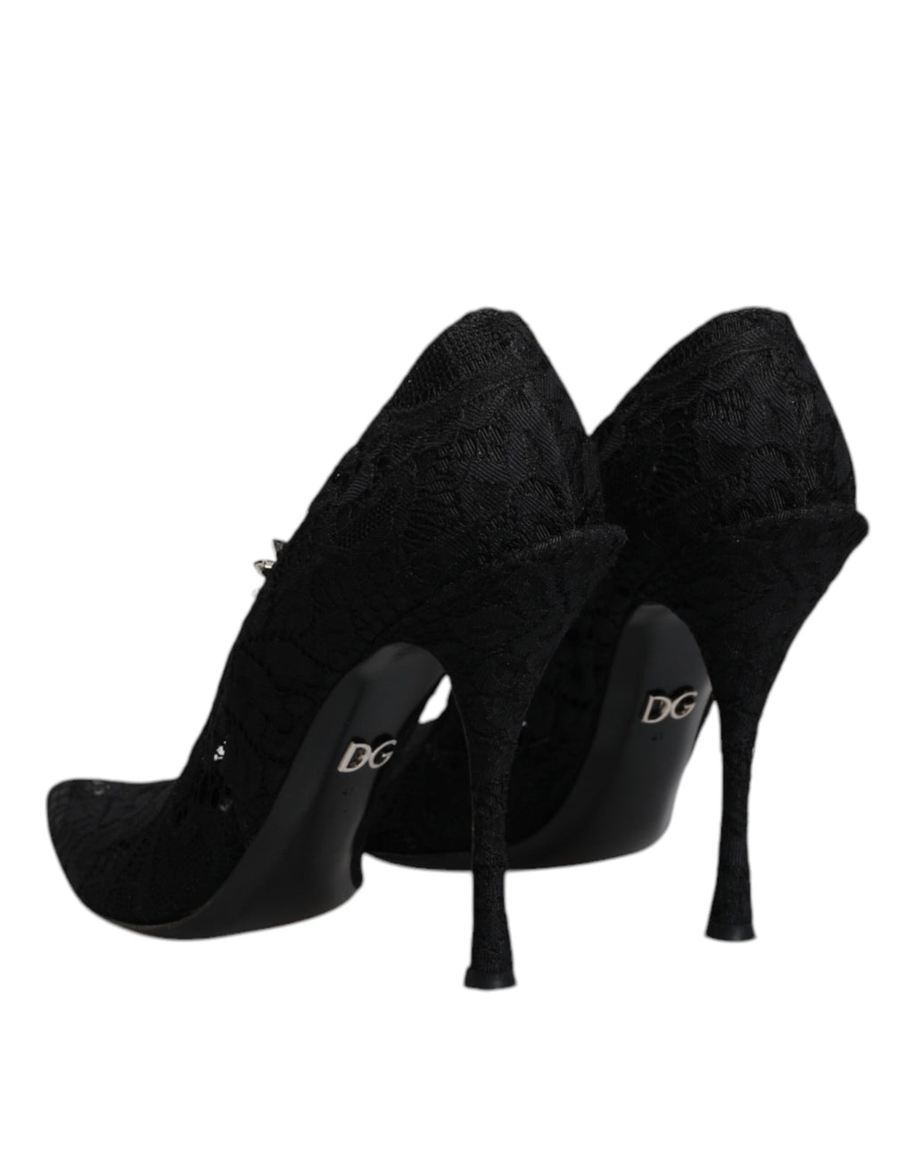 Chaussures à talons Mary Jane Dolce & Gabbana en dentelle noire ornée de cristaux, style élégant et sophistiqué.