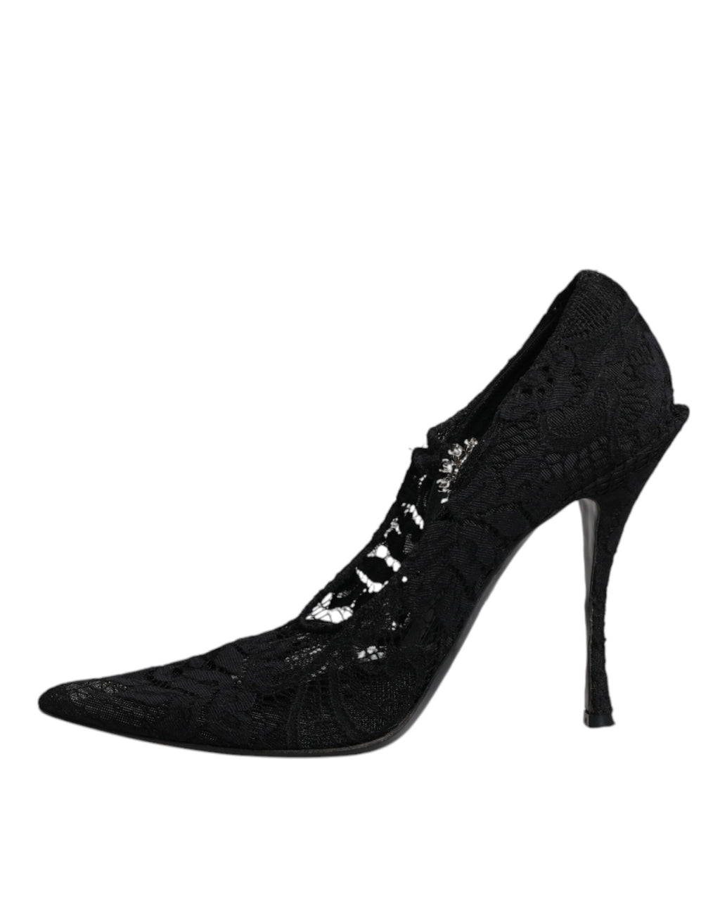 Chaussures Dolce & Gabbana Mary Jane en dentelle noire avec cristaux, élégantes et sophistiquées.