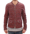 Veste en cuir Bordeaux Dolce & Gabbana avec imprimé boxer, style élégant et luxe italien visible sur l'image.