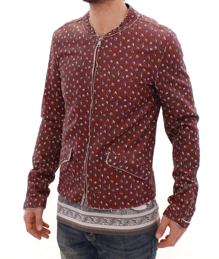 Veste en cuir Bordeaux Dolce & Gabbana avec motif boxer, détails élégants et coupe moderne visible sur l'image.