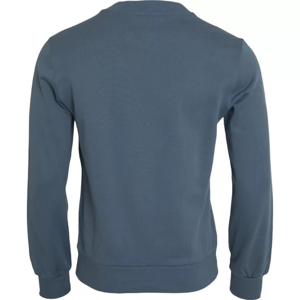 Pull noir en coton Dolce & Gabbana avec logo brodé, col rond et design élégant pour homme.