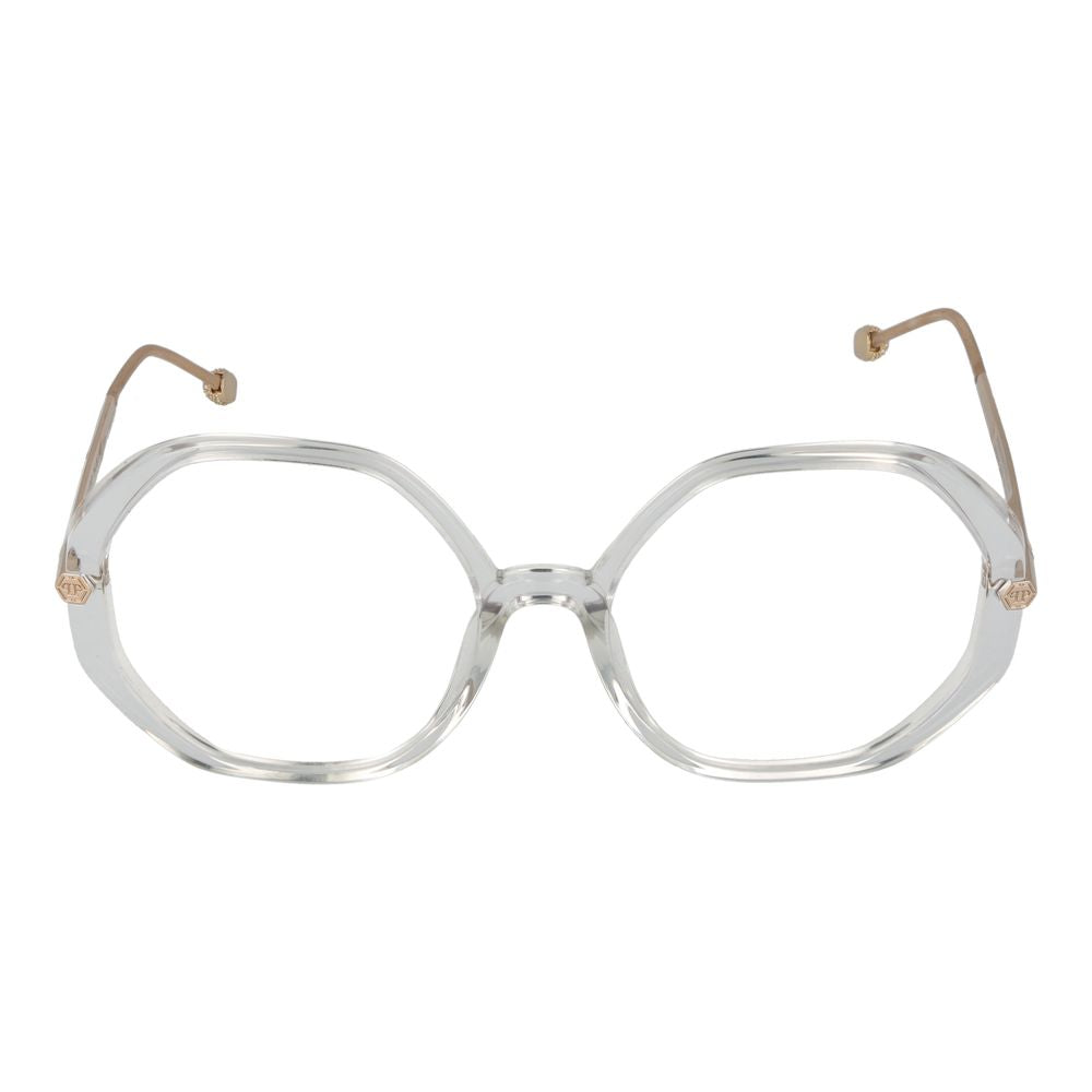Lunettes transparentes en acétate de cellulose Philipp Plein avec monture élégante et moderne, vue de face.