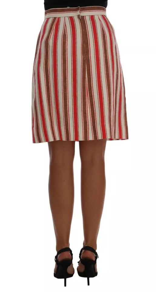 Jupe midi en coton à rayures multicolores Portofino de Dolce & Gabbana, avec un style élégant et coloré.