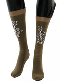 Chaussettes transparentes à motifs floraux en or avec cristaux clairs de Dolce & Gabbana, en stretch élégante.
