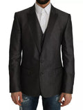 Gilet et blazer gris Dolce & Gabbana MARTINI 2 pièces, vêtement élégant pour homme, détail de la veste et du gilet en tissu sophistiqué