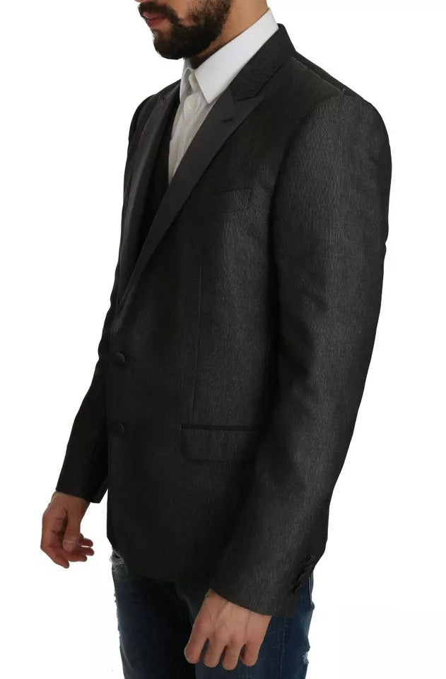 Gilet et blazer gris Dolce & Gabbana MARTINI 2 pièces, veste élégante pour homme, détails de couture raffinés.